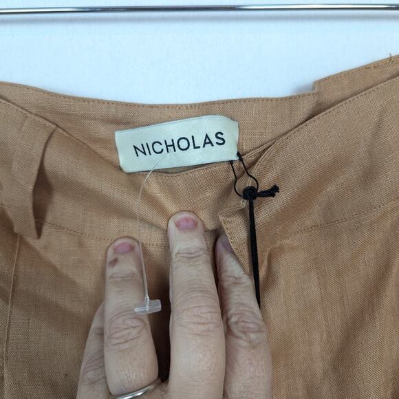NWT Nicholas Delfina Twig Brown Longline Linen Shorts Size 18 - Picture 7 of 11